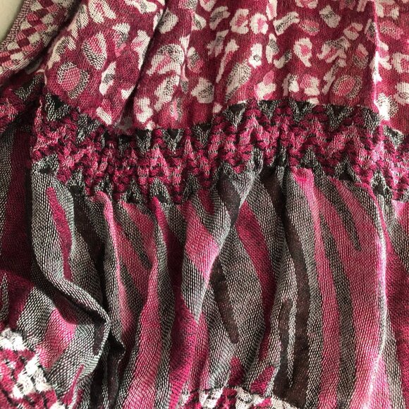 Animal Cheetah Zebra Chevron Ruched Wrap Fringe Scarf - Picture 2 of 4